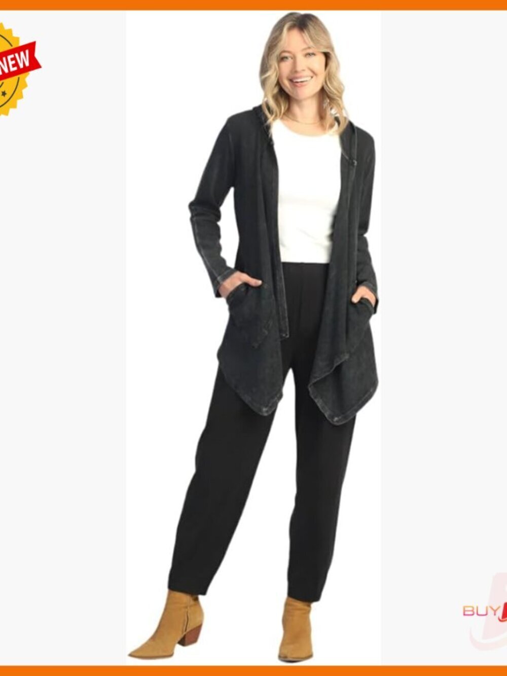 Lightweight Cotton Cardigan with Hood and Pockets, Relaxed Fit